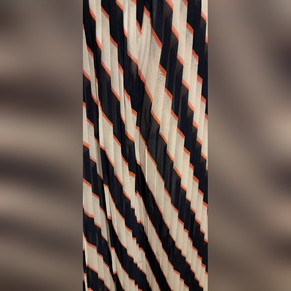 NWT Golden Goose Hamal Navy Pink & White Stripe Pleated Belt Maxi Dress SZ XS - Picture 3 of 8